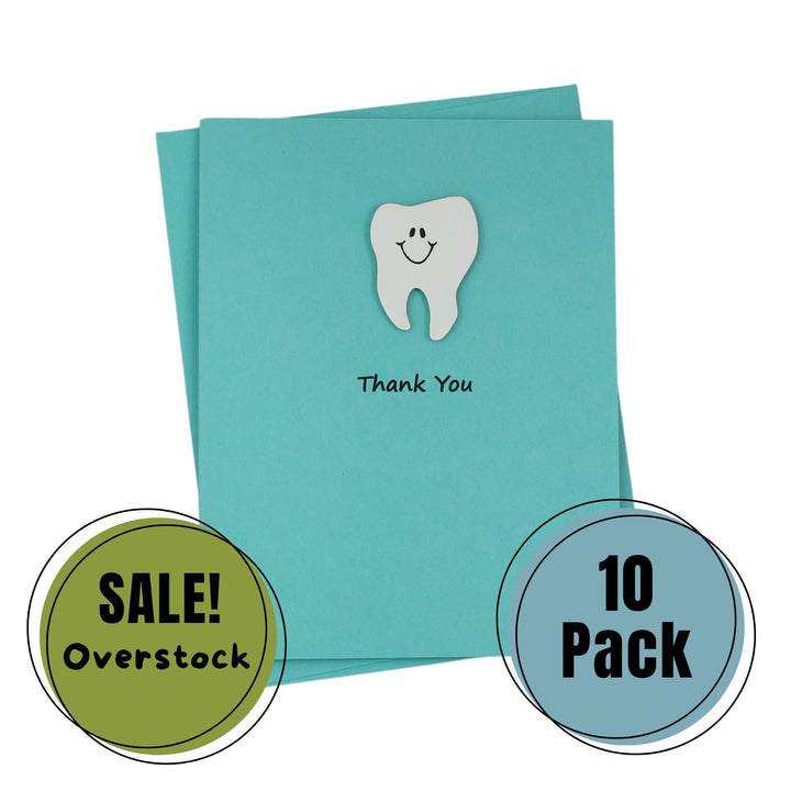 Handmade Tooth Thank You Cards Pack of 10 for Dentist or Hygienist Teal Blu Raspberry
