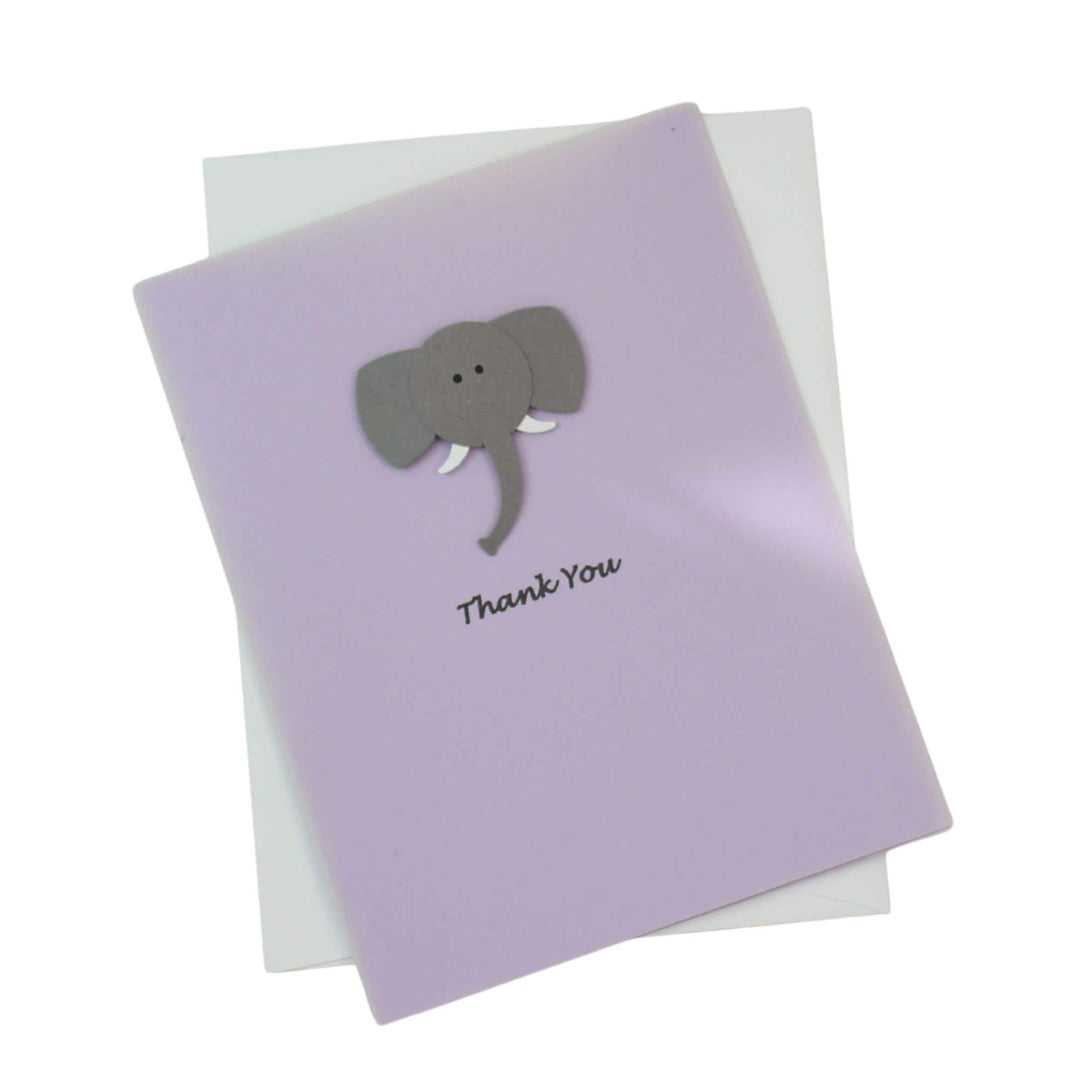 Elephant Thank You Cards - Purple - Baby Shower Handmade - 10 Pack