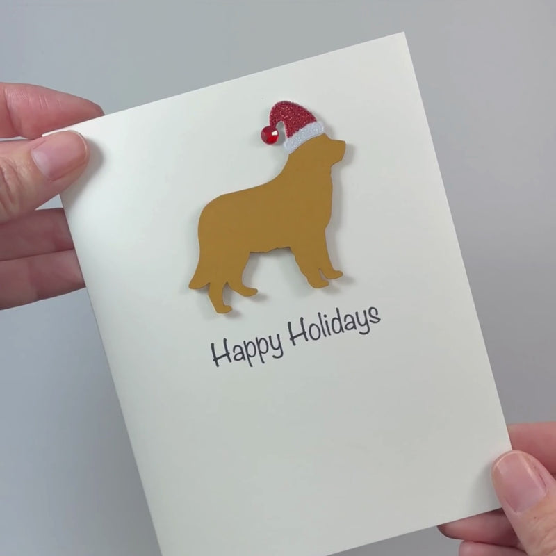 Golden Retriever Christmas Card White | Single or Pack of 10 | 25 Dog Colors | Choose Phrases | Pet Holiday Cards | Santa Hat