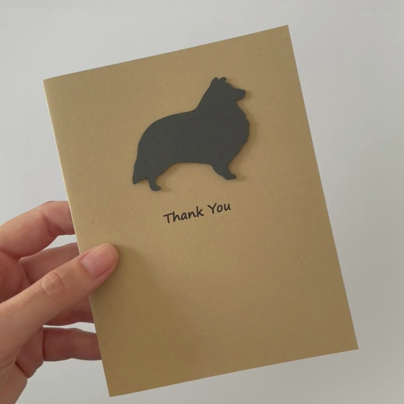 Shetland Sheepdog Thank You Card | Sheltie 25 Dog Colors Available | Choose Inside Phrase | Single Card or 10 Pack