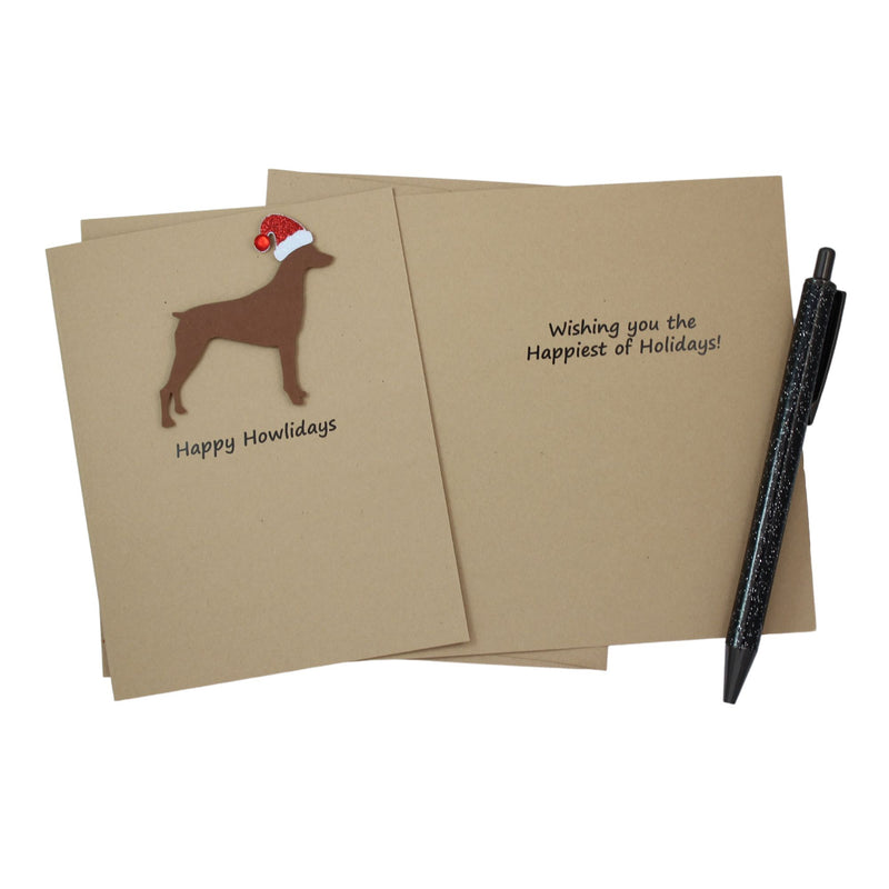 Pinscher Christmas Card | Single or Pack of 10 | 25 Dog Colors | Choose Phrases | Santa Hat | Doberman Pinscher Miniature Pinscher German Pinscher