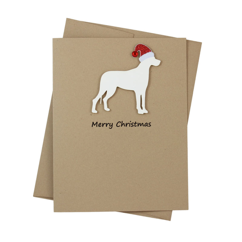 Great Dane Christmas Card | Single or Pack of 10 | 25 Dog Colors | Choose Phrases | Santa Hat