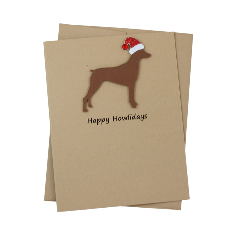 Pinscher Christmas Card | Single or Pack of 10 | 25 Dog Colors | Choose Phrases | Santa Hat | Doberman Pinscher Miniature Pinscher German Pinscher