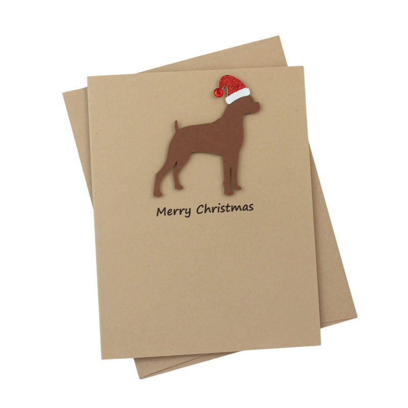 Boxer Christmas Card | Single or Pack of 10 | 25 Dog Colors | Choose Phrases | Santa Hat