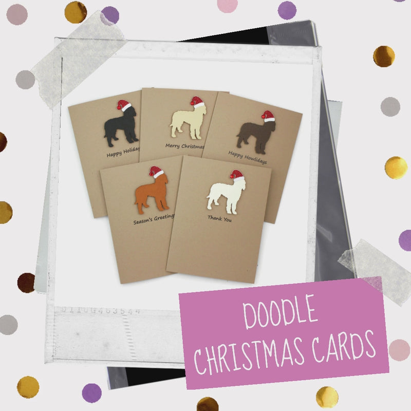 Doodle Christmas Card | Single or Pack of 10 | 25 Dog Colors | Choose Phrases | Goldendoodle Labradoodle Bernedoodle