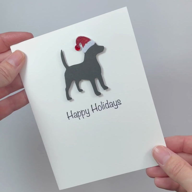 Beagle Christmas Card White | Single or Pack of 10 | 25 Dog Colors | Choose Phrases | Pet Holiday Cards | Santa Hat