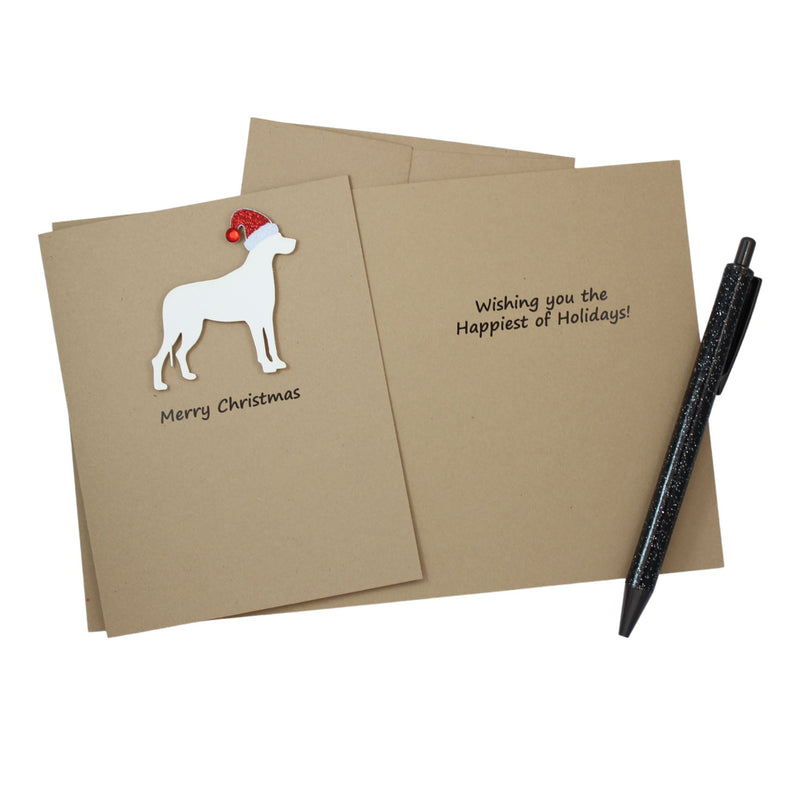 Great Dane Christmas Card | Single or Pack of 10 | 25 Dog Colors | Choose Phrases | Santa Hat