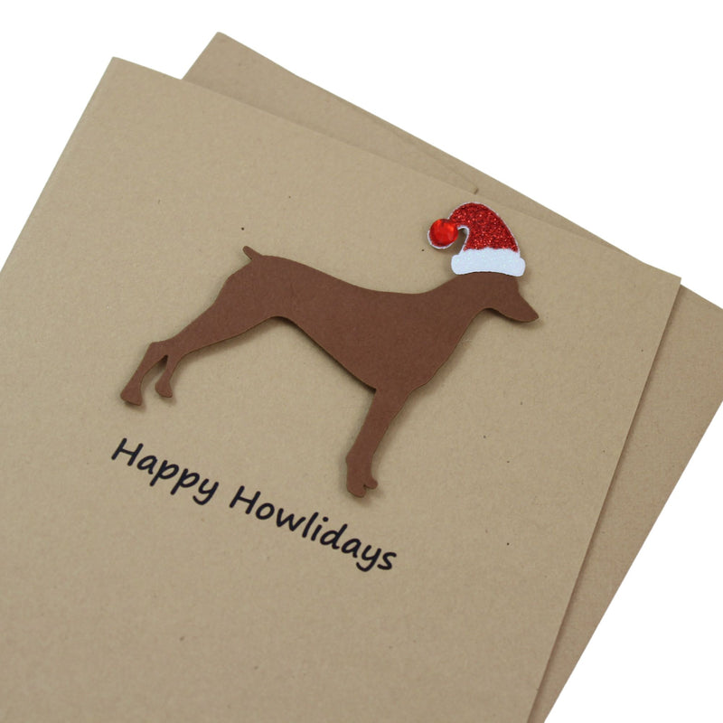 Pinscher Christmas Card | Single or Pack of 10 | 25 Dog Colors | Choose Phrases | Santa Hat | Doberman Pinscher Miniature Pinscher German Pinscher