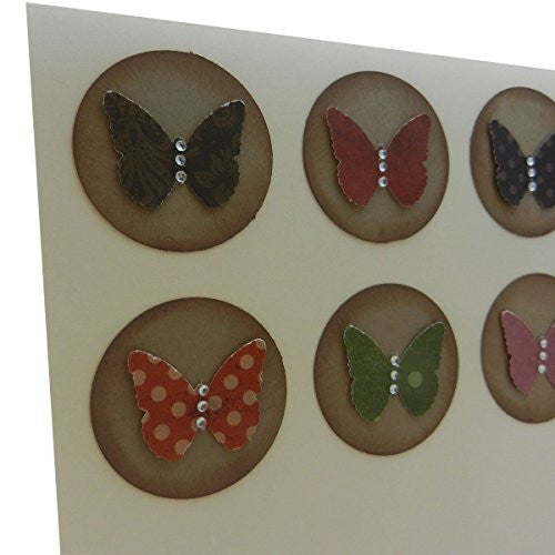 Handmade Wedding Anniversary Greeting Card with kraft Circles and Colorful Butterflies Gem - Embellish by Jackie