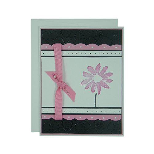 Pink Flower Mother's Day Card - Handmade Mother's Day Greeting Card - Black Texture with Pink - Embellish by Jackie