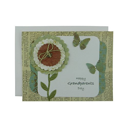 Grandparents Day Card - Handmade Greeting Card for Grandparents Day - Vintage Flower Card - Embellish by Jackie
