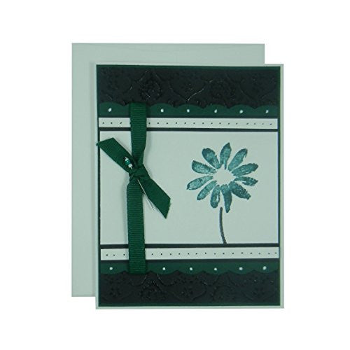 Forest Green Flower Mother's Day Card - Handmade Mother's Day Greeting Card - Black Texture - Embellish by Jackie