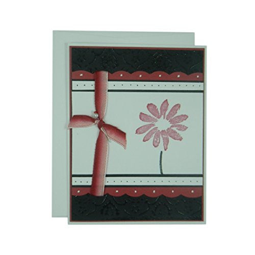 Red Flower Mother's Day Card - Handmade Mother's Day Greeting Card - Black Texture with Pink - Embellish by Jackie