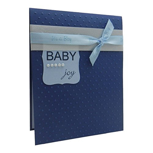 Baby Boy Handmade Congratulations Greeting Card - Baby Joy Blue with polka dots - Embellish by Jackie