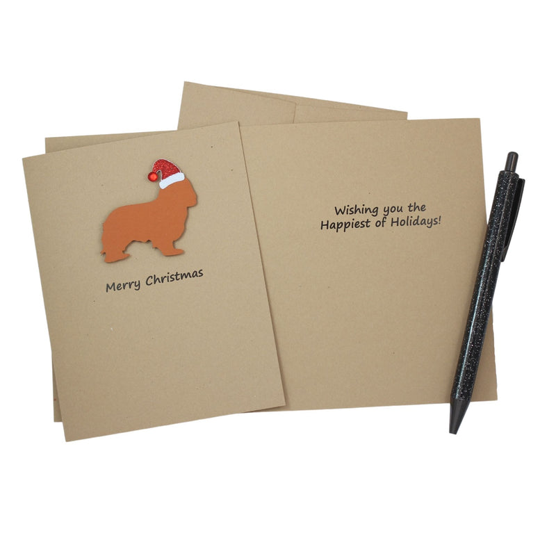 Cavalier King Charles Spaniel Christmas Card | Single or Pack of 10 | 25 Dog Colors | Choose Phrases | Santa Hat