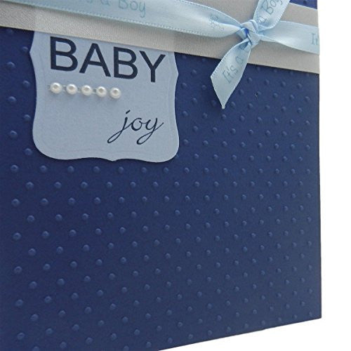 Baby Boy Handmade Congratulations Greeting Card - Baby Joy Blue with polka dots - Embellish by Jackie