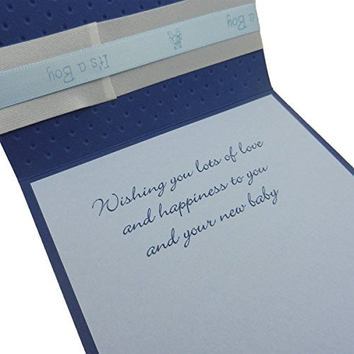Baby Boy Handmade Congratulations Greeting Card - Baby Joy Blue with polka dots - Embellish by Jackie