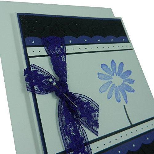 Purple Flower Mother's Day Card - Handmade Mother's Day Greeting Card - Black Texture with Pink - Embellish by Jackie