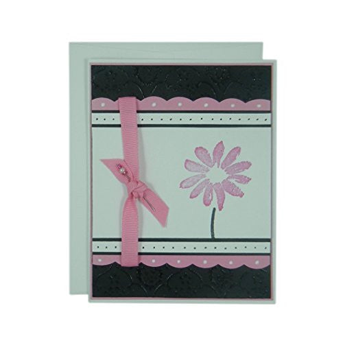 Pink Flower Mother's Day Card - Handmade Mother's Day Greeting Card - Black Texture with Pink - Embellish by Jackie