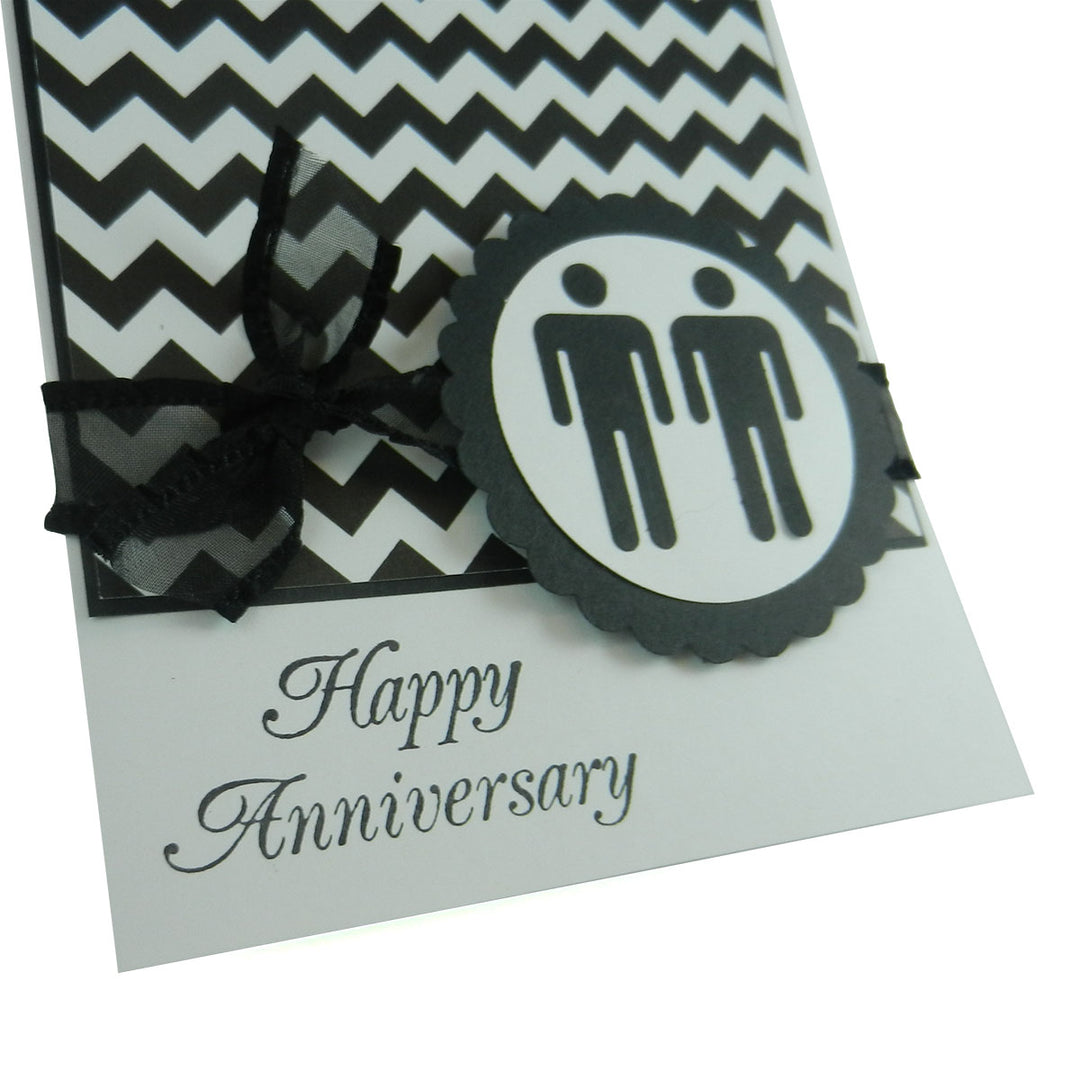 Gay Anniversary Card | Handmade Chevron Happy Anniversary Greeting Card 2 males - Embellish by Jackie