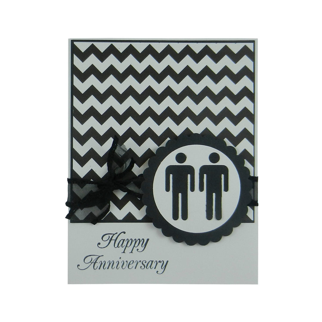 Gay Anniversary Card | Handmade Chevron Happy Anniversary Greeting Card 2 males - Embellish by Jackie
