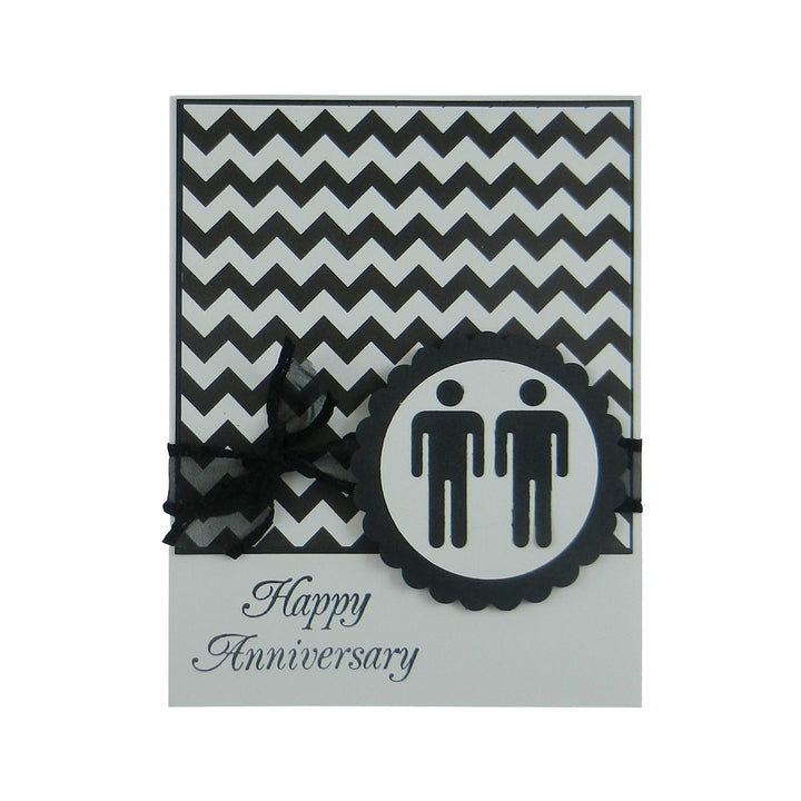 Gay Anniversary Card | Handmade Chevron Happy Anniversary Greeting Card 2 males - Embellish by Jackie