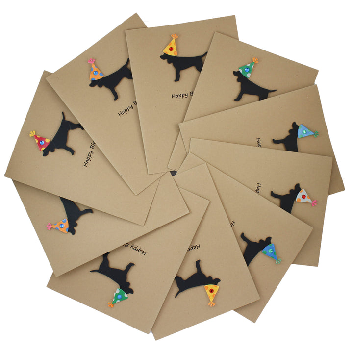 Standard Dog Birthday Cards - Handmade Black Dog Birthday Greeting Cards Pack of 10