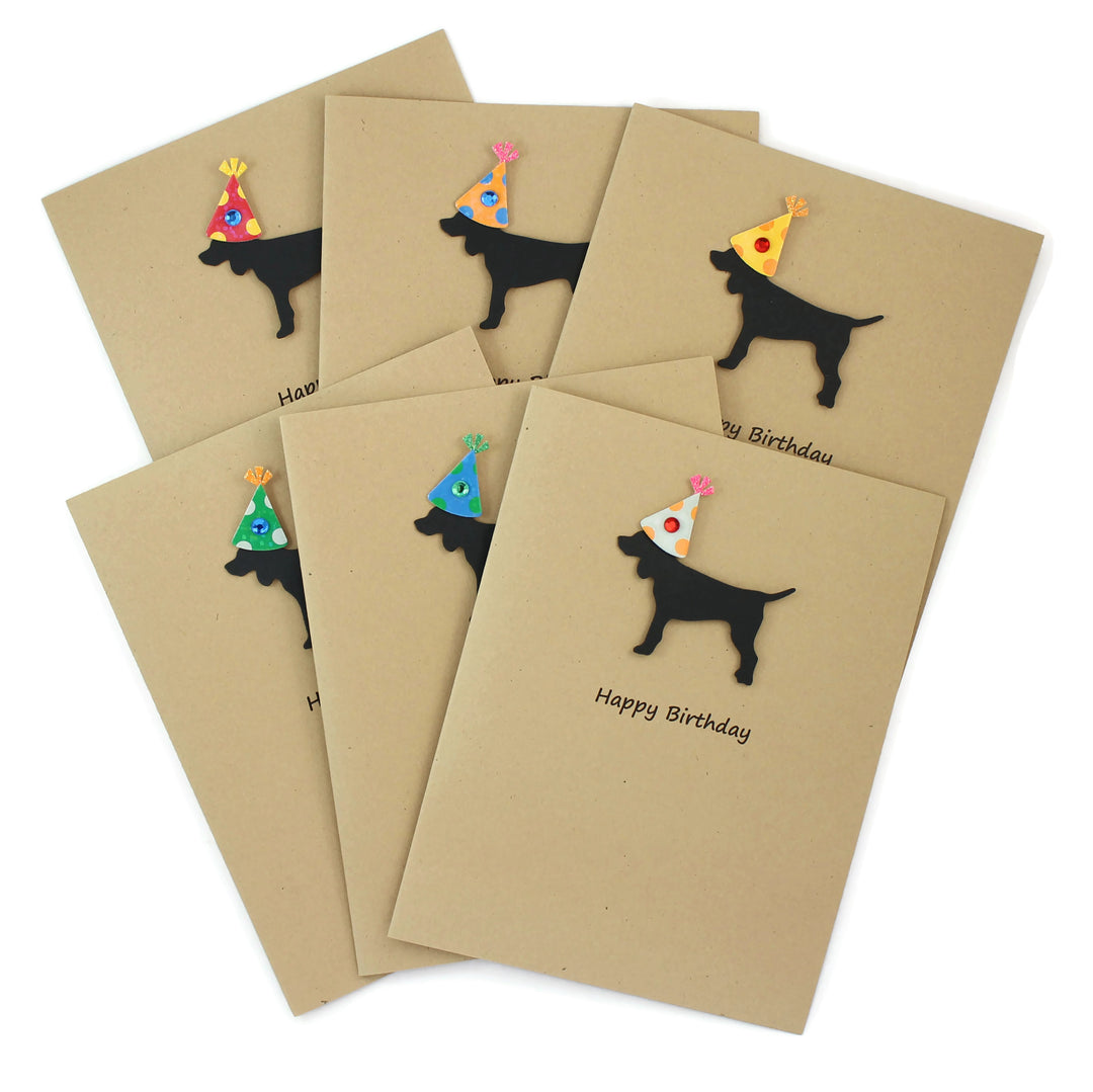 Standard Dog Birthday Cards - Handmade Black Dog Birthday Greeting Cards Pack of 10