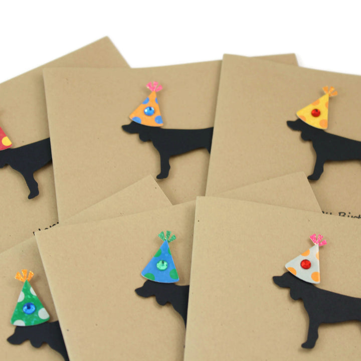 Standard Dog Birthday Cards - Handmade Black Dog Birthday Greeting Cards Pack of 10