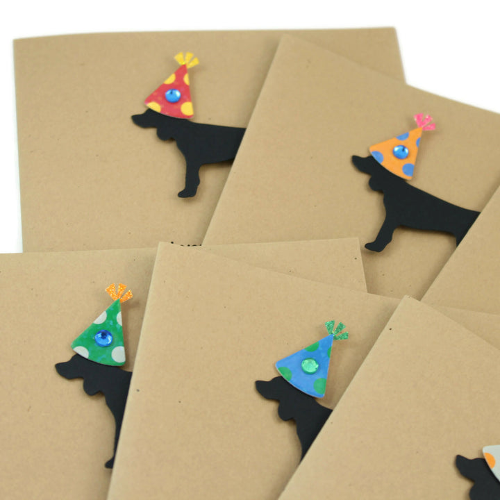 Standard Dog Birthday Cards - Handmade Black Dog Birthday Greeting Cards Pack of 10