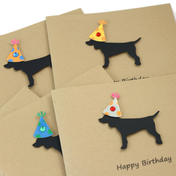 Standard Dog Birthday Cards - Handmade Black Dog Birthday Greeting Cards Pack of 10