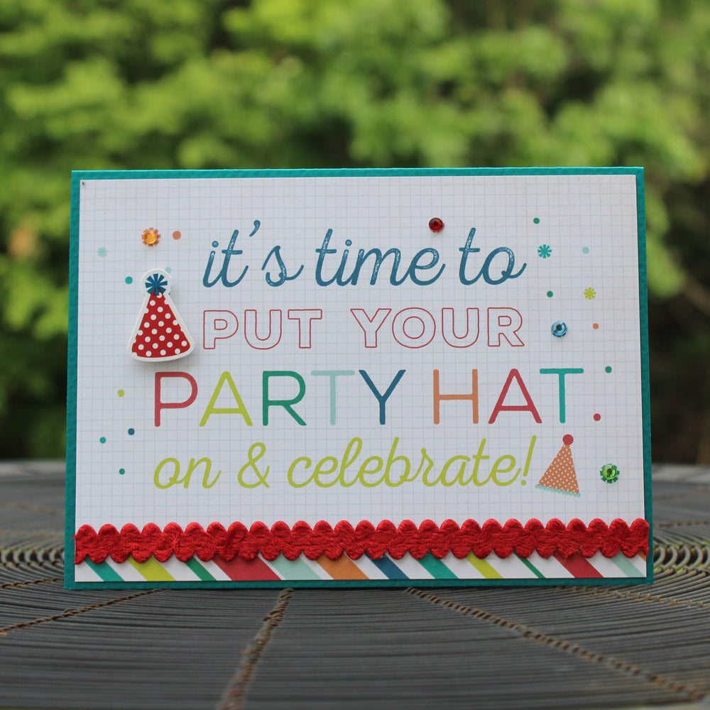 Party Hat Happy Birthday Handmade Greeting Card Generic Birthday Card birthday card for kids - Embellish by Jackie