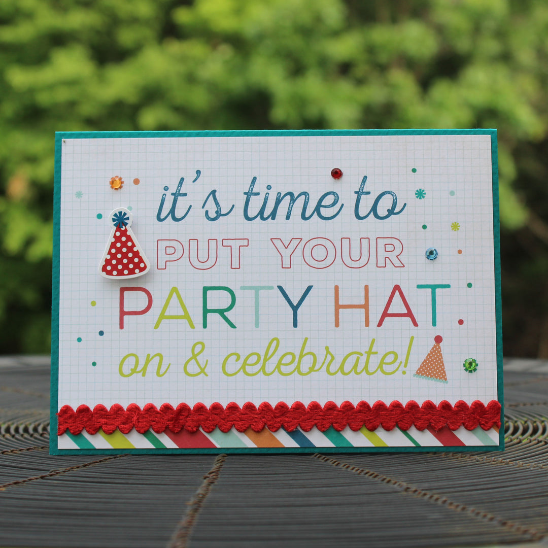 Party Hat Happy Birthday Handmade Greeting Card Generic Birthday Card birthday card for kids - Embellish by Jackie