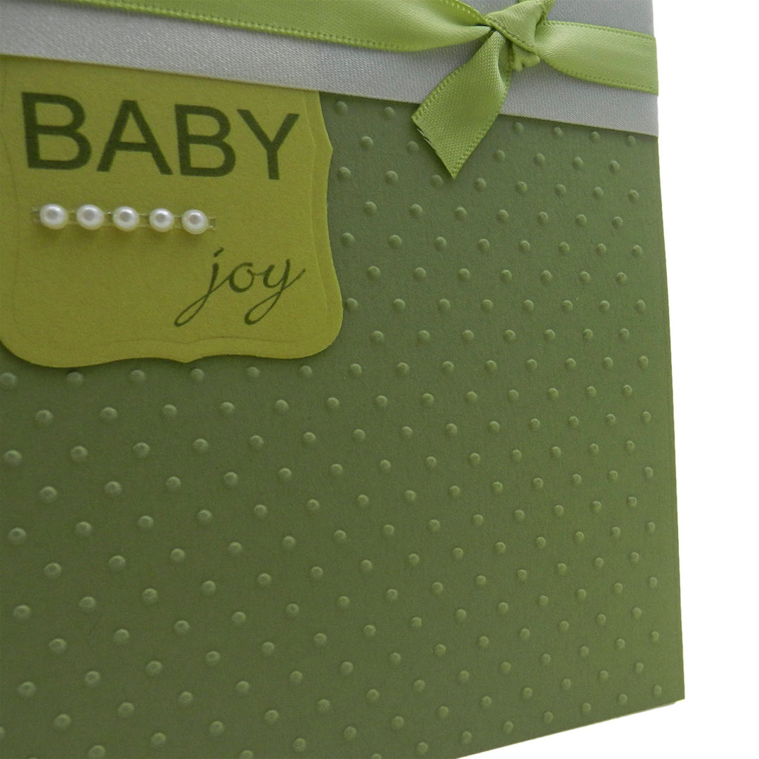 Baby Boy Handmade Congratulations Greeting Card - Baby Joy Green with polka dots - Embellish by Jackie