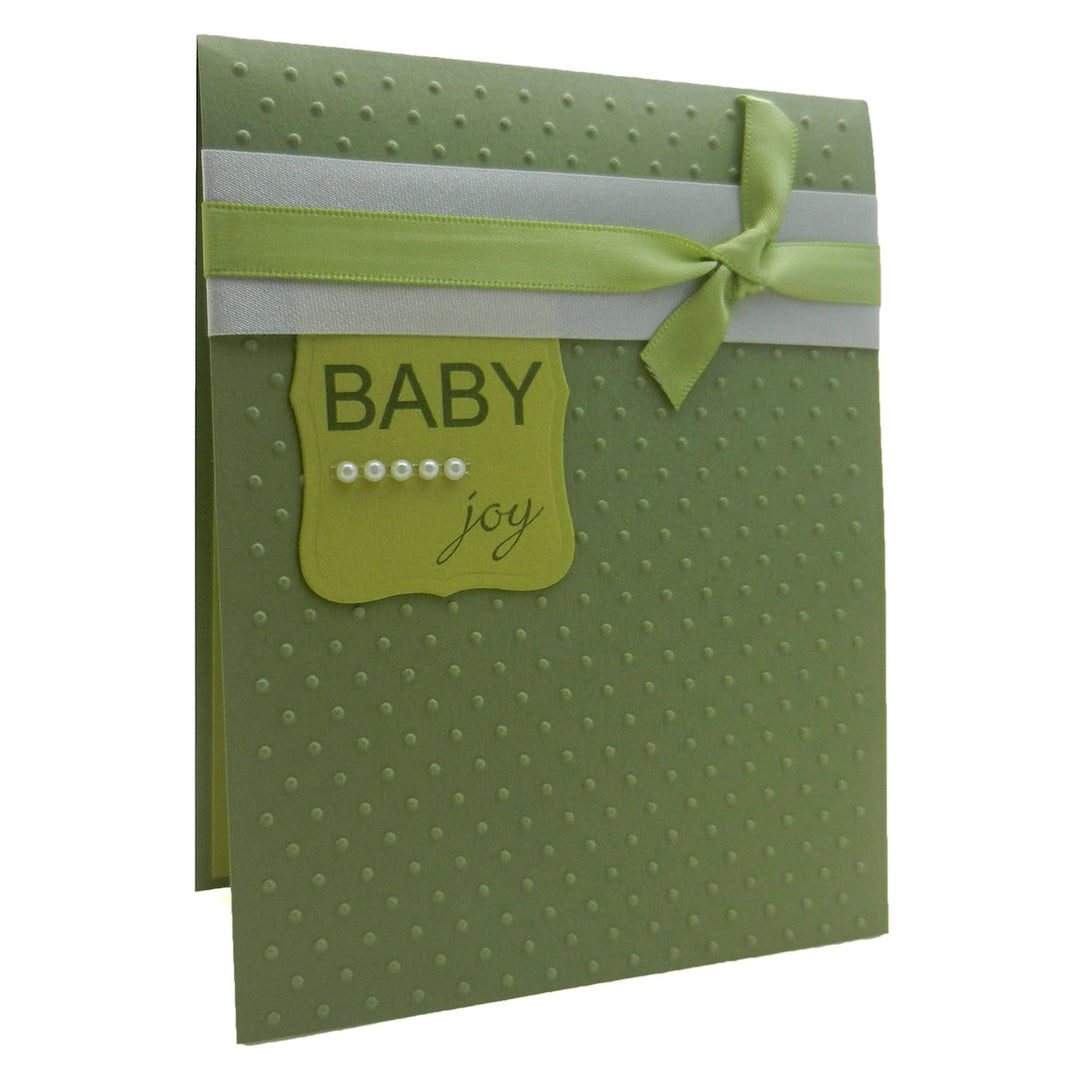 Baby Boy Handmade Congratulations Greeting Card - Baby Joy Green with polka dots - Embellish by Jackie