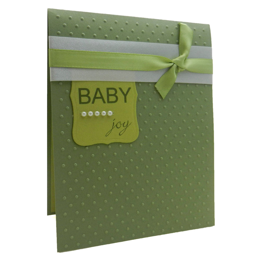 Baby Boy Handmade Congratulations Greeting Card - Baby Joy Green with polka dots - Embellish by Jackie