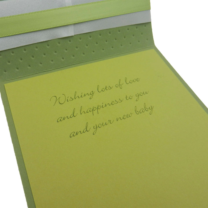 Baby Boy Handmade Congratulations Greeting Card - Baby Joy Green with polka dots - Embellish by Jackie