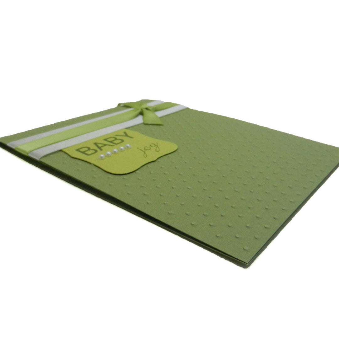 Baby Boy Handmade Congratulations Greeting Card - Baby Joy Green with polka dots - Embellish by Jackie