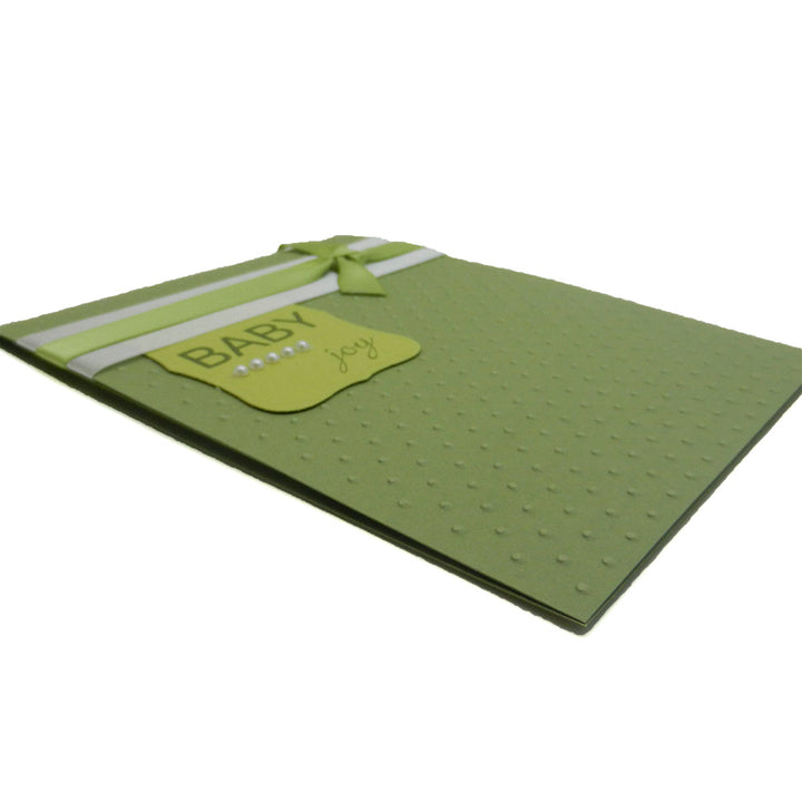 Baby Boy Handmade Congratulations Greeting Card - Baby Joy Green with polka dots - Embellish by Jackie