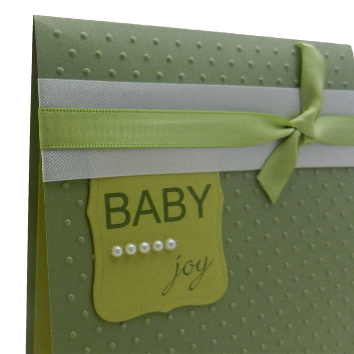 Baby Boy Handmade Congratulations Greeting Card - Baby Joy Green with polka dots - Embellish by Jackie