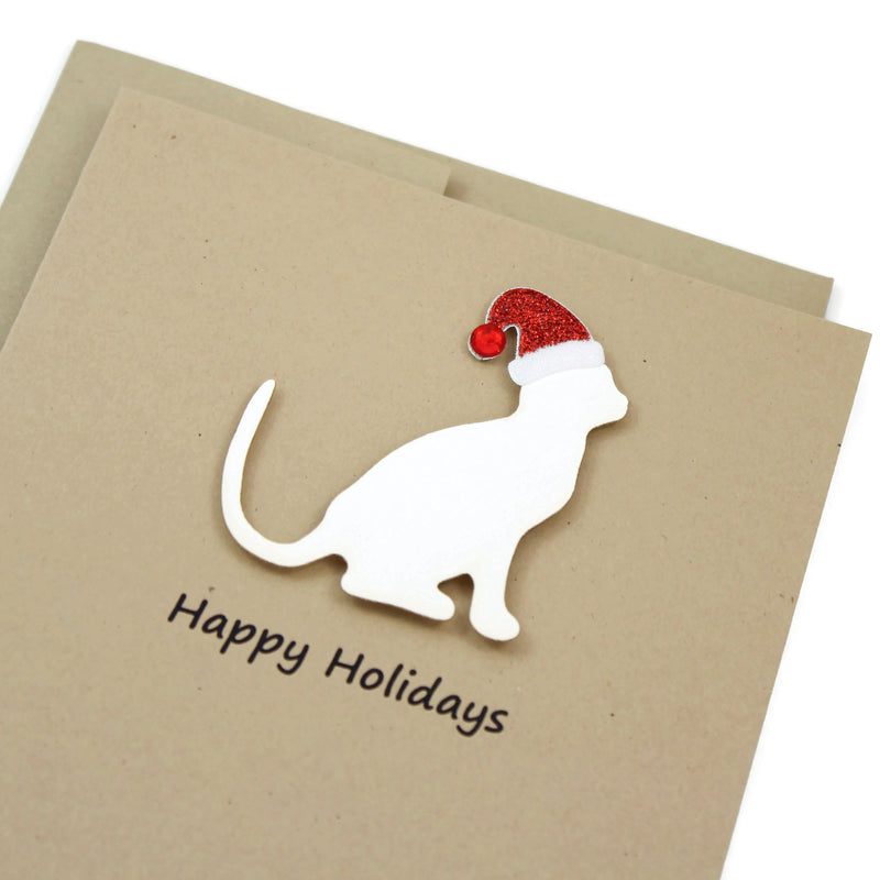 Cat Christmas Cards | Single Card or 10 Pack | 25 Cat Colors Available | Choose Phrases - Embellish by Jackie