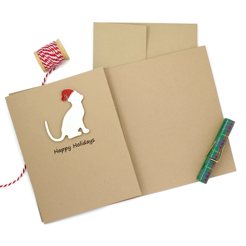 Cat Christmas Cards | Single Card or 10 Pack | 25 Cat Colors Available | Choose Phrases - Embellish by Jackie