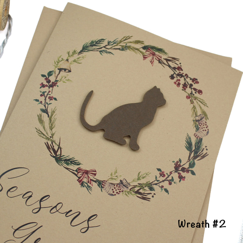 Cat and Wreath Christmas Cards
