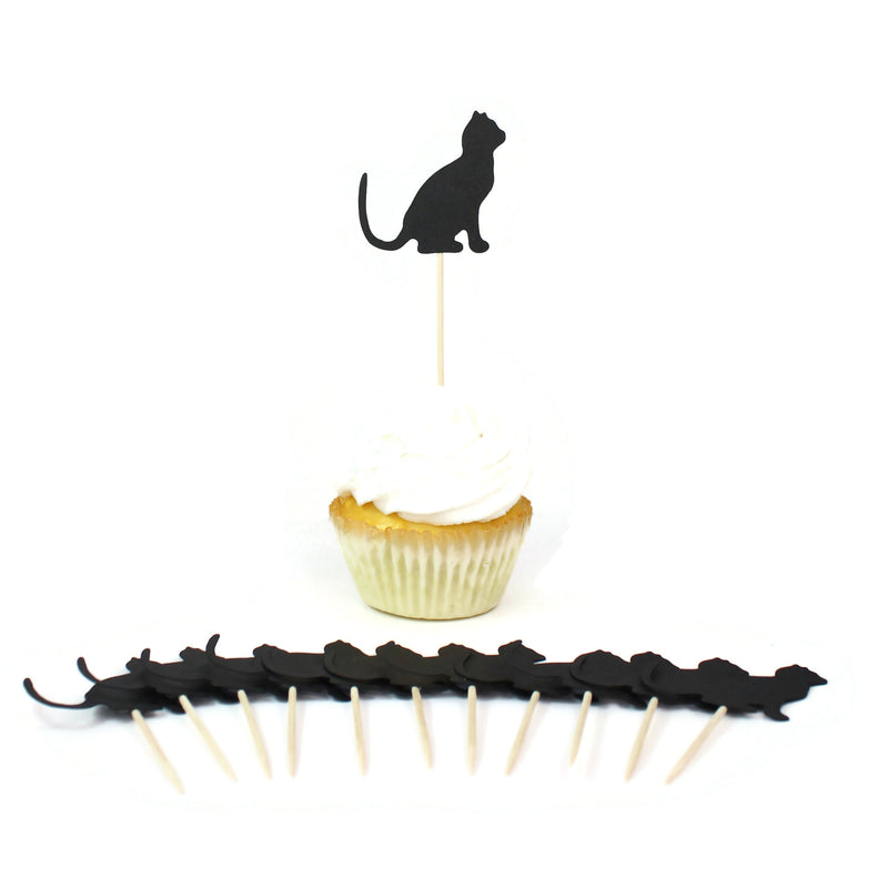 Cat Cupcake Toppers 12 Pack | 25 Cat Colors available | Handmade Cat Birthday Party Decor - Embellish by Jackie