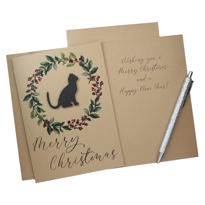 Cat and Wreath Christmas Cards