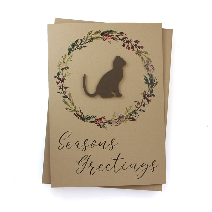 Cat and Wreath Christmas Card