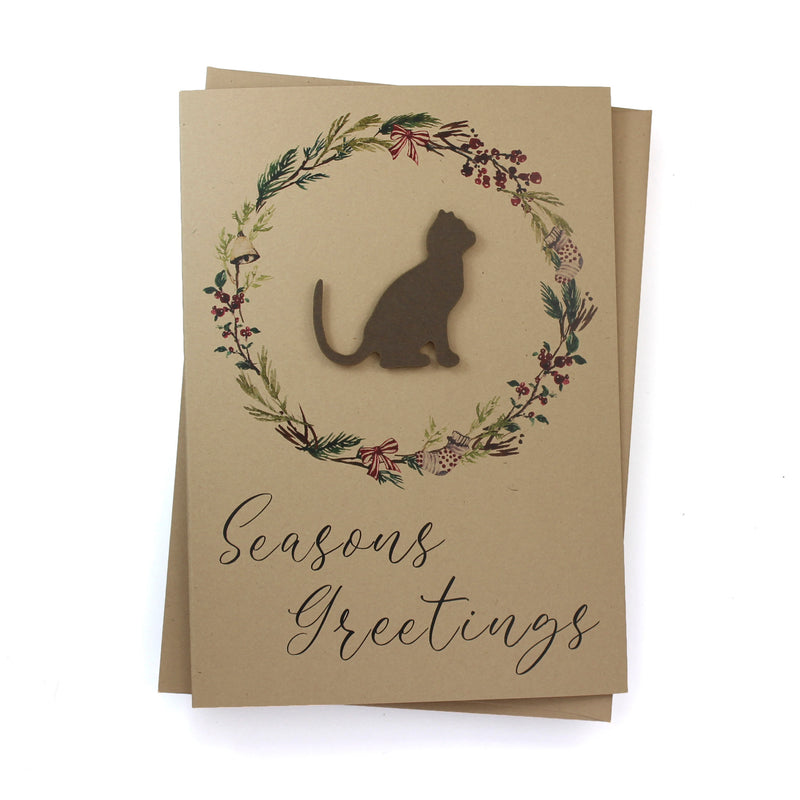 Cat and Wreath Christmas Card