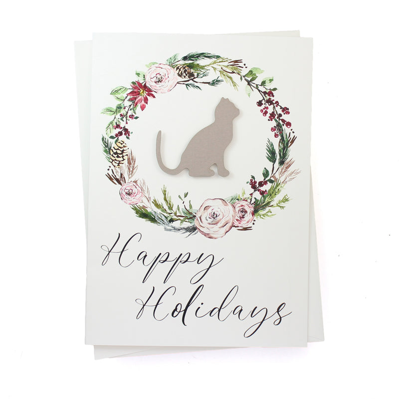 Cat and Wreath Christmas Card