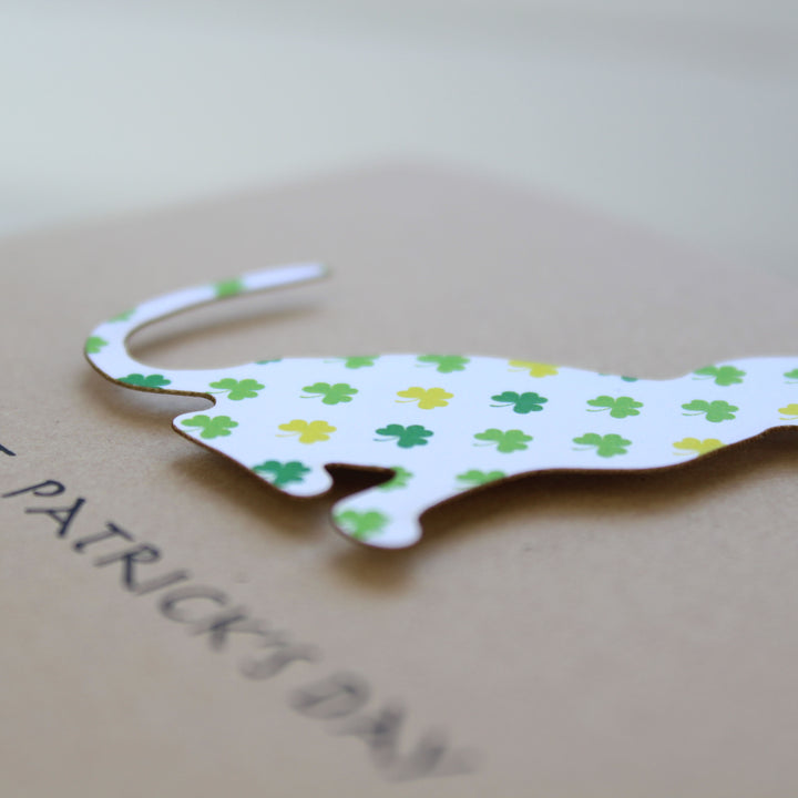 Cat St. Patrick's Day Notecard | Single Card or 10 Pack | Colored Shamrock Pattern | Cat Greeting Cards | Handmade