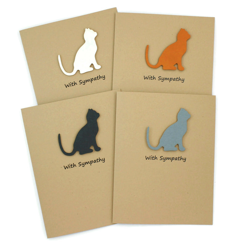 Cat Sympathy Card | Handmade Cat Greeting Card | Single Card or 10 Pack | 25 Cat Colors Available | Choose Inside Phrase